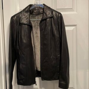 Jones New York leather jacket zip out lining